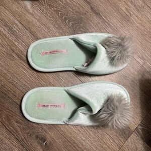 Victoria's Secret Light Green mint colored Velvet Slippers M